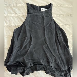 Line & Dot Flare Ruffle Hem Swing Tank